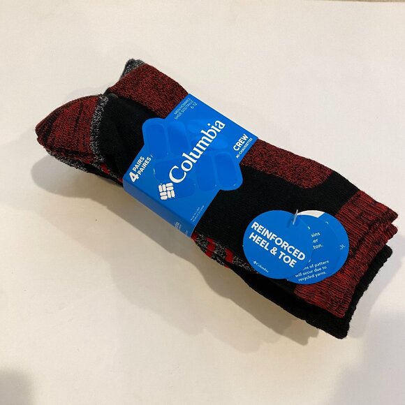 Columbia Mens 4 Pairs Moisture Control Crew Socks Multicolor 6-12  NEW - Picture 1 of 6